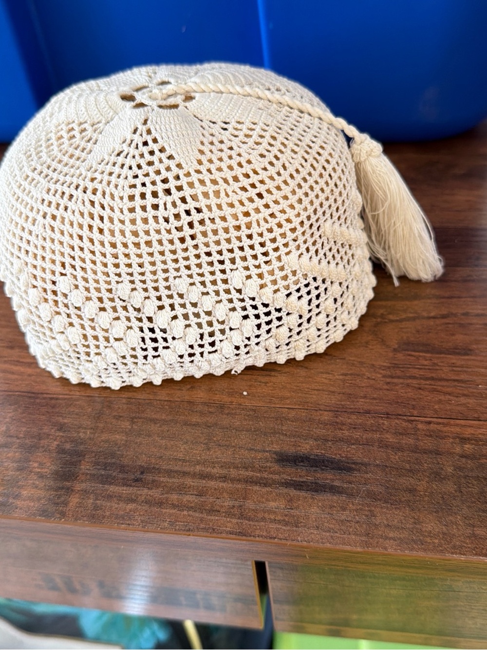 Hand-Crocheted Tassel Beanie - Kufi Cream New
